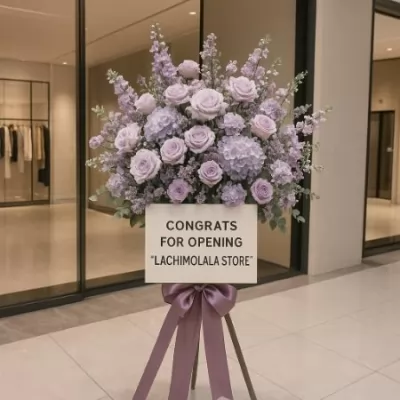 standing flower ungu elegan